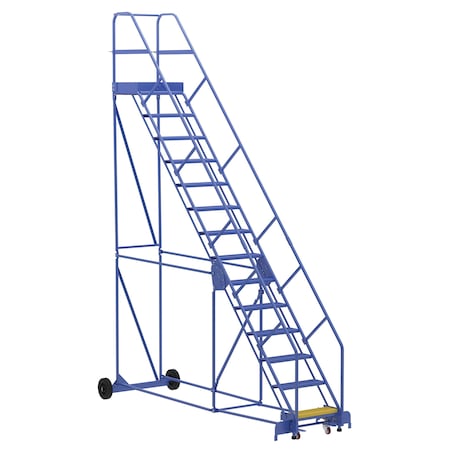 Vestil 176 H Steel Warehouse Ladder, 50 deg Perf, 14 Step, 21", 14 Steps LAD-14-21-P-EZ